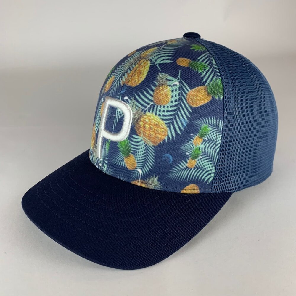 Puma Golf Mens Navy Blue Pineapple Print Snapback Trucker Hat